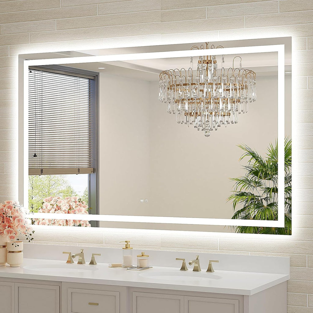 24 x 36 Inches LED Bathroom Mirror with Dimmable Lights, Anti-Fog Lighted Vanity Mirror, Front and Backlit, Tempered Glass, 3 Color Modes, Memory Function, Sleek Elegant Design