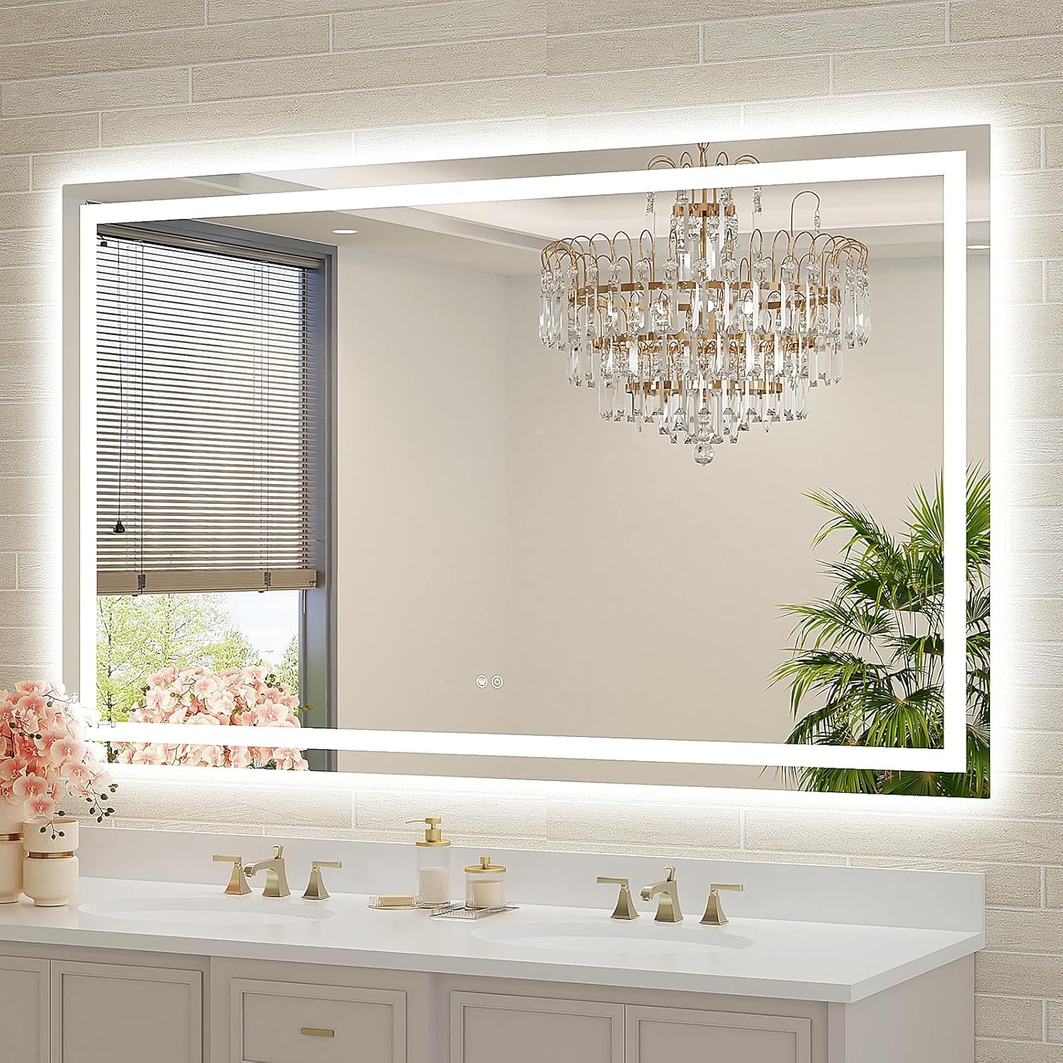 24 x 36 Inches LED Bathroom Mirror with Dimmable Lights, Anti-Fog Lighted Vanity Mirror, Front and Backlit, Tempered Glass, 3 Color Modes, Memory Function, Sleek Elegant Design