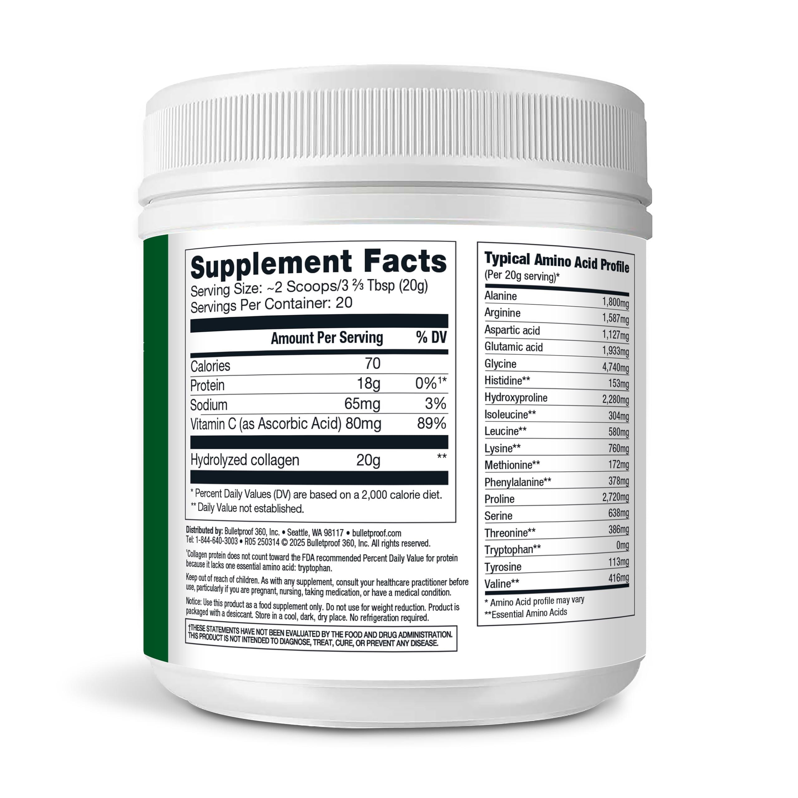 Bulletproof Chocolate Collagen Protein Powder with MCT Oil, 19g Protein, 42.3 Oz, Value Size, Collagen Peptides and Amino Acids for Healthy Skin, Bones and Joints