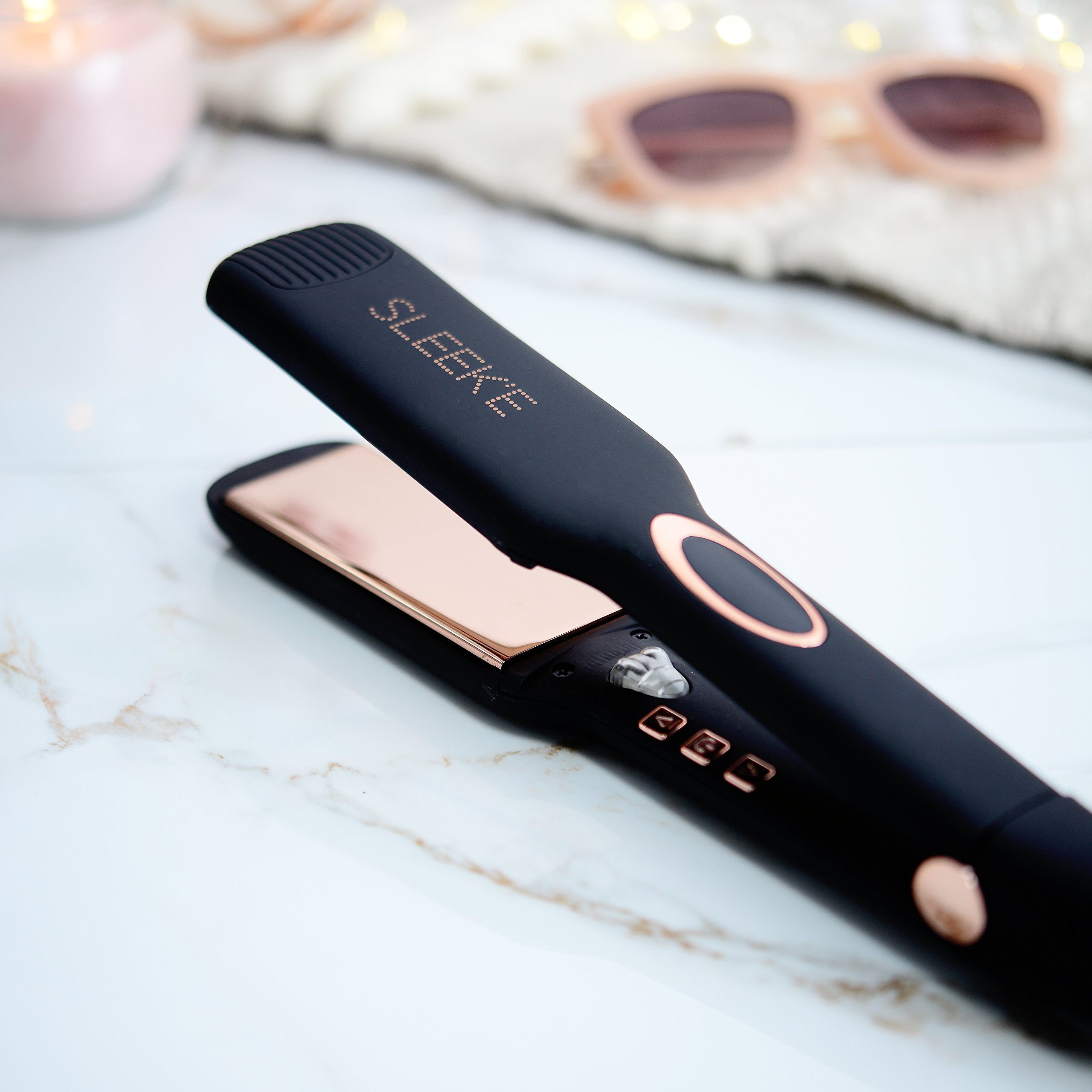 Sleek'e Professional Titanium Hair Straightener/Flat Iron for All Hair Types - 1-Inch Floating Plates with Negative Ion Booster for Shinier Hair (Pink)